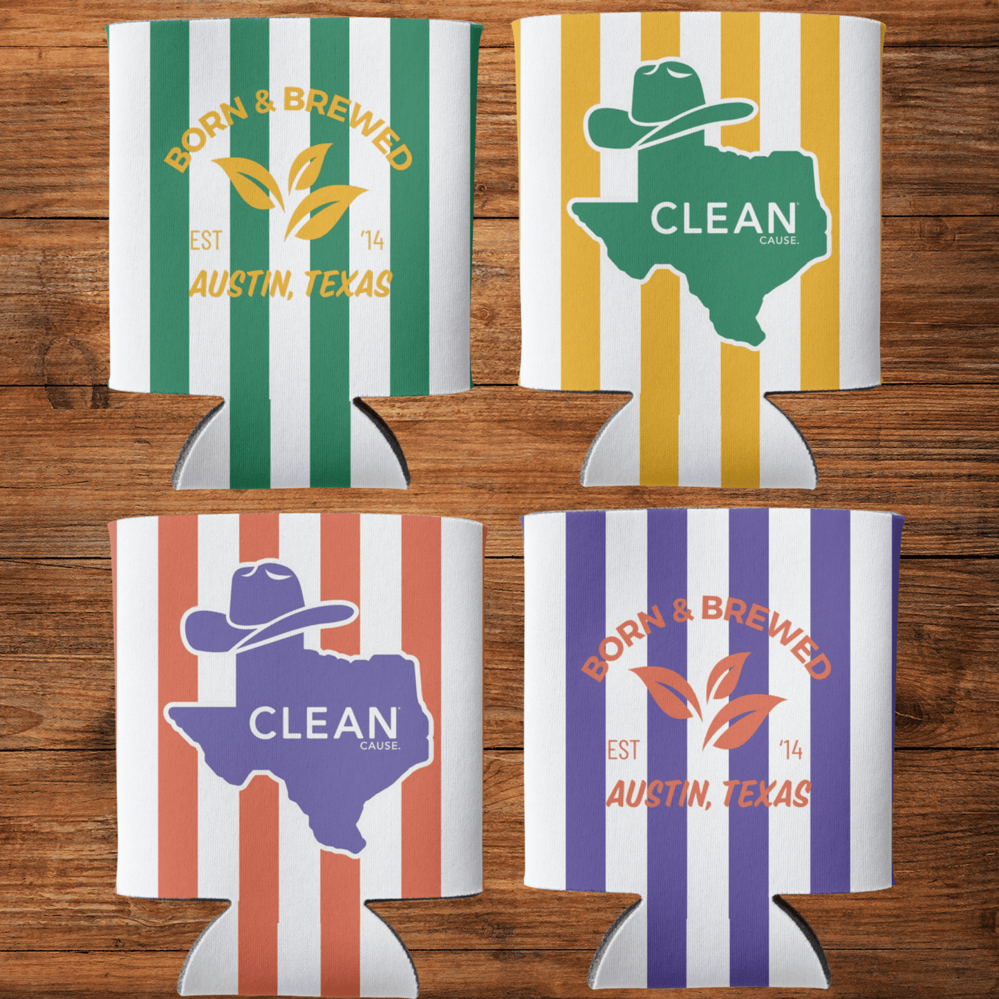 Born & Brewed Koozies, 4 - Pack - CLEAN CAUSE
