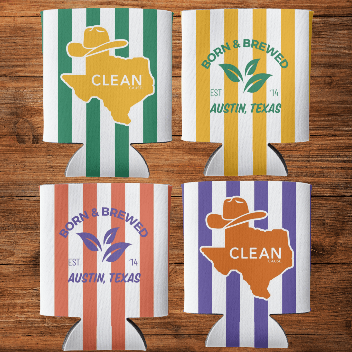 Born & Brewed Koozies, 4 - Pack - CLEAN CAUSE