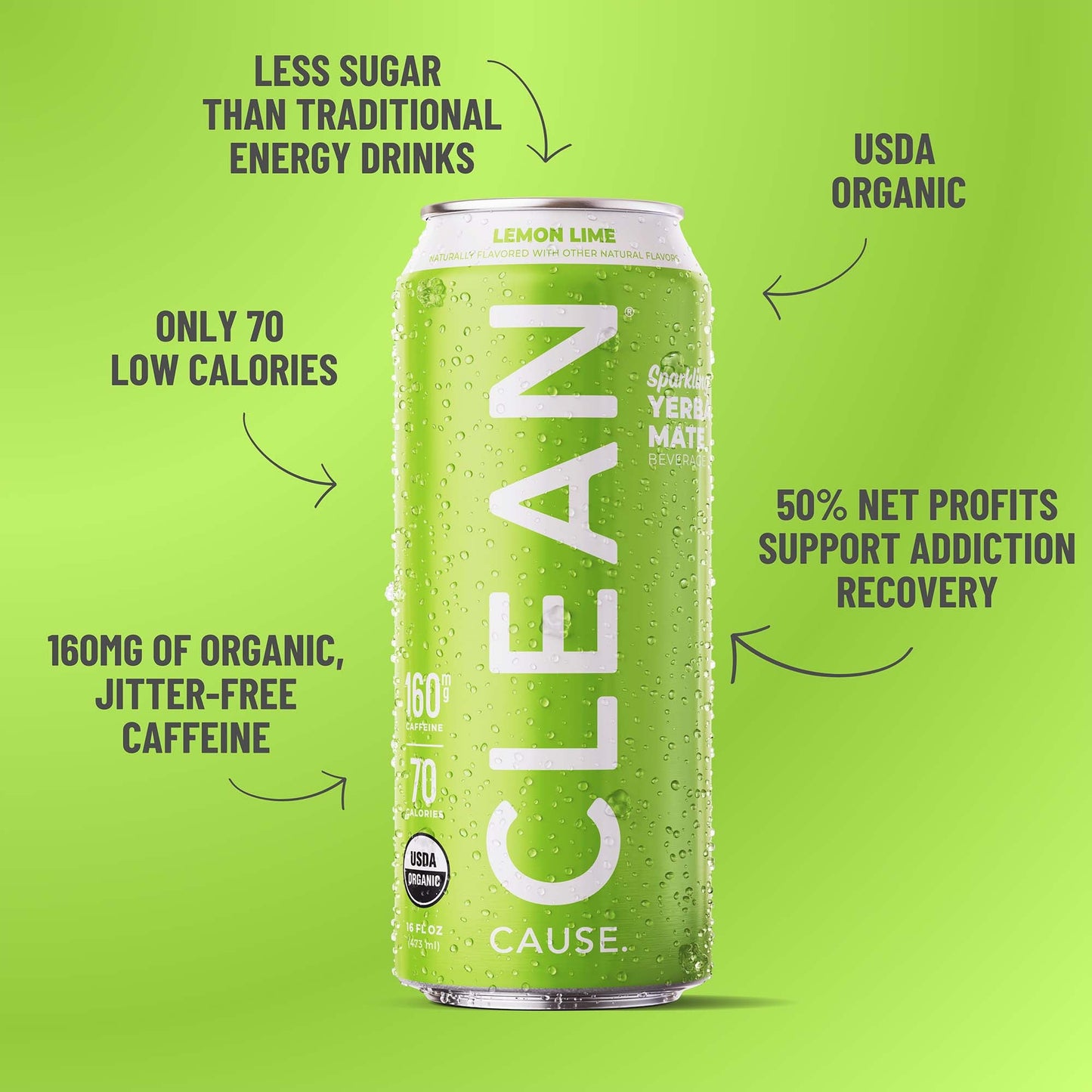 Lemon Lime Organic Sparkling Yerba Mate - CLEAN CAUSE