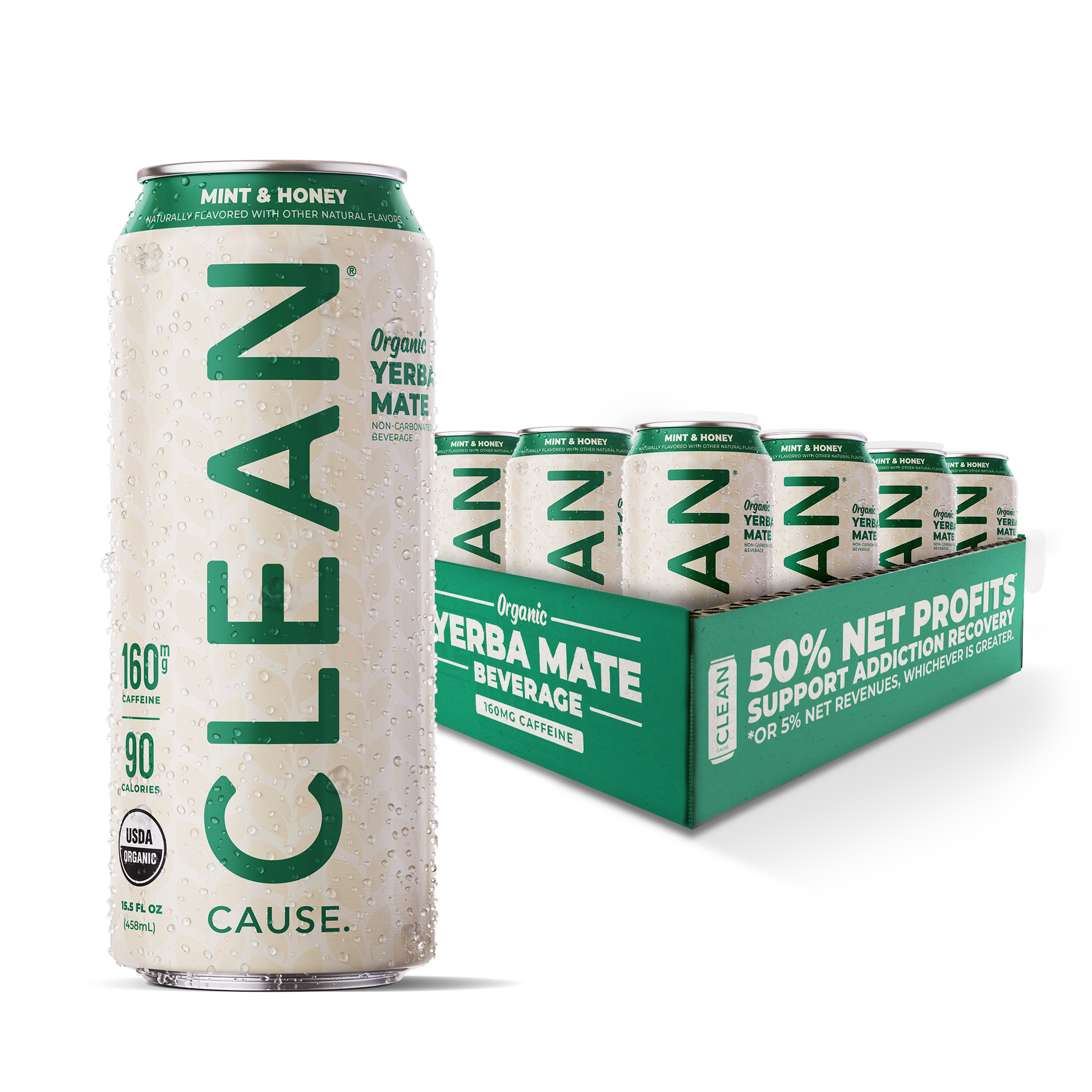 Mint and Honey singular can in front of a 12-pack of the same flavor. 