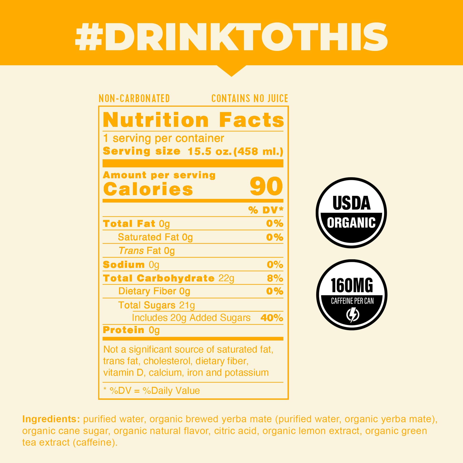 The nutrition label of the CLEAN Cause Lemonade and Tea 