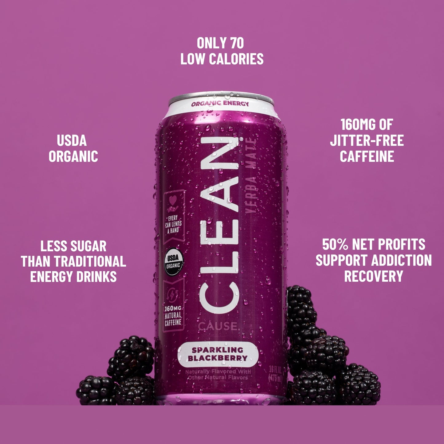 Blackberry Organic Sparkling Yerba Mate - CLEAN Cause