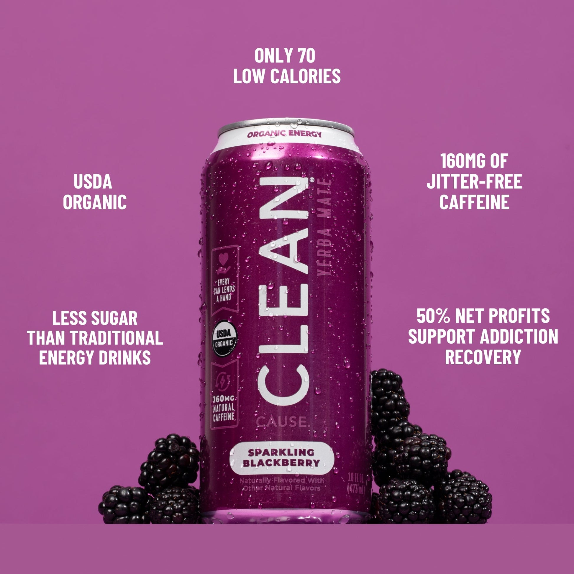 Blackberry Organic Sparkling Yerba Mate - CLEAN Cause