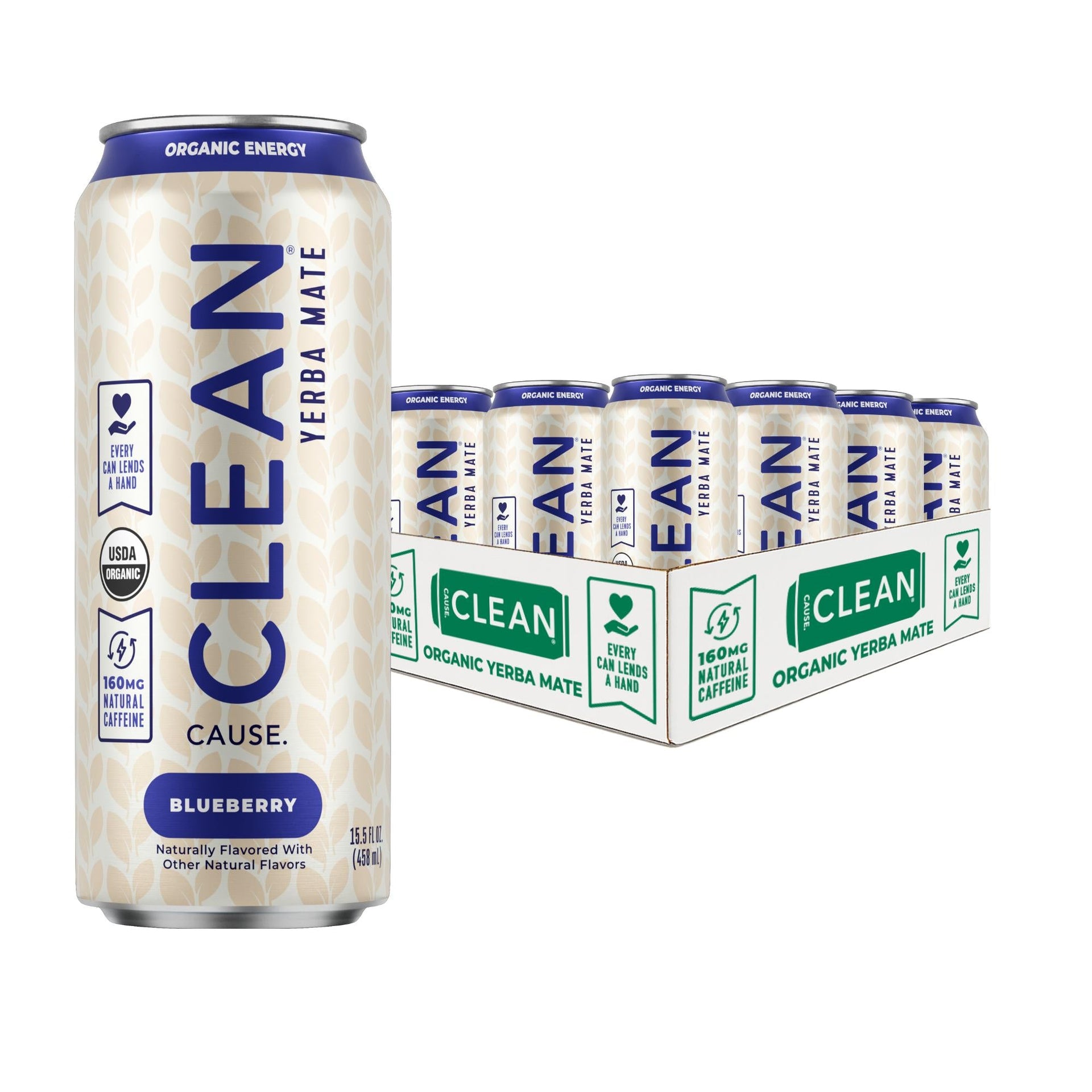 Blueberry Non-Carbonated Yerba Mate | 160mg Clean Caffeine | CLEAN Cause Blueberry Non-Carbonated Yerba Mate | 160mg Clean Caffeine | CLEAN Cause