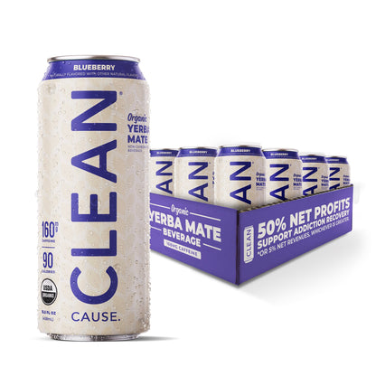 Blueberry Non - Carbonated Organic Yerba Mate - CLEAN CAUSE