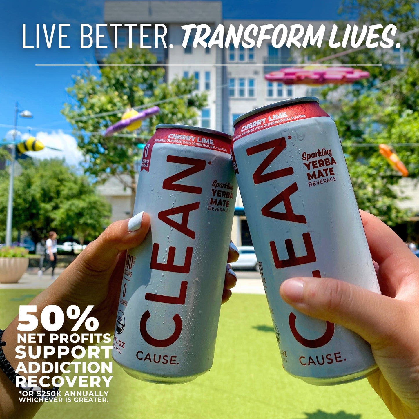 Cherry Lime Zero Calorie Sparkling Organic Yerba Mate - CLEAN Cause