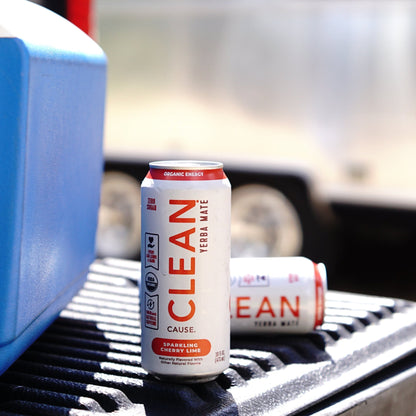 Cherry Lime Zero Calorie Sparkling Organic Yerba Mate - CLEAN Cause