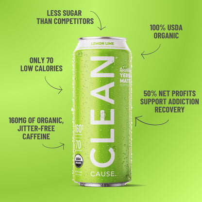 Lemon Lime Organic Sparkling Yerba Mate - CLEAN CAUSE