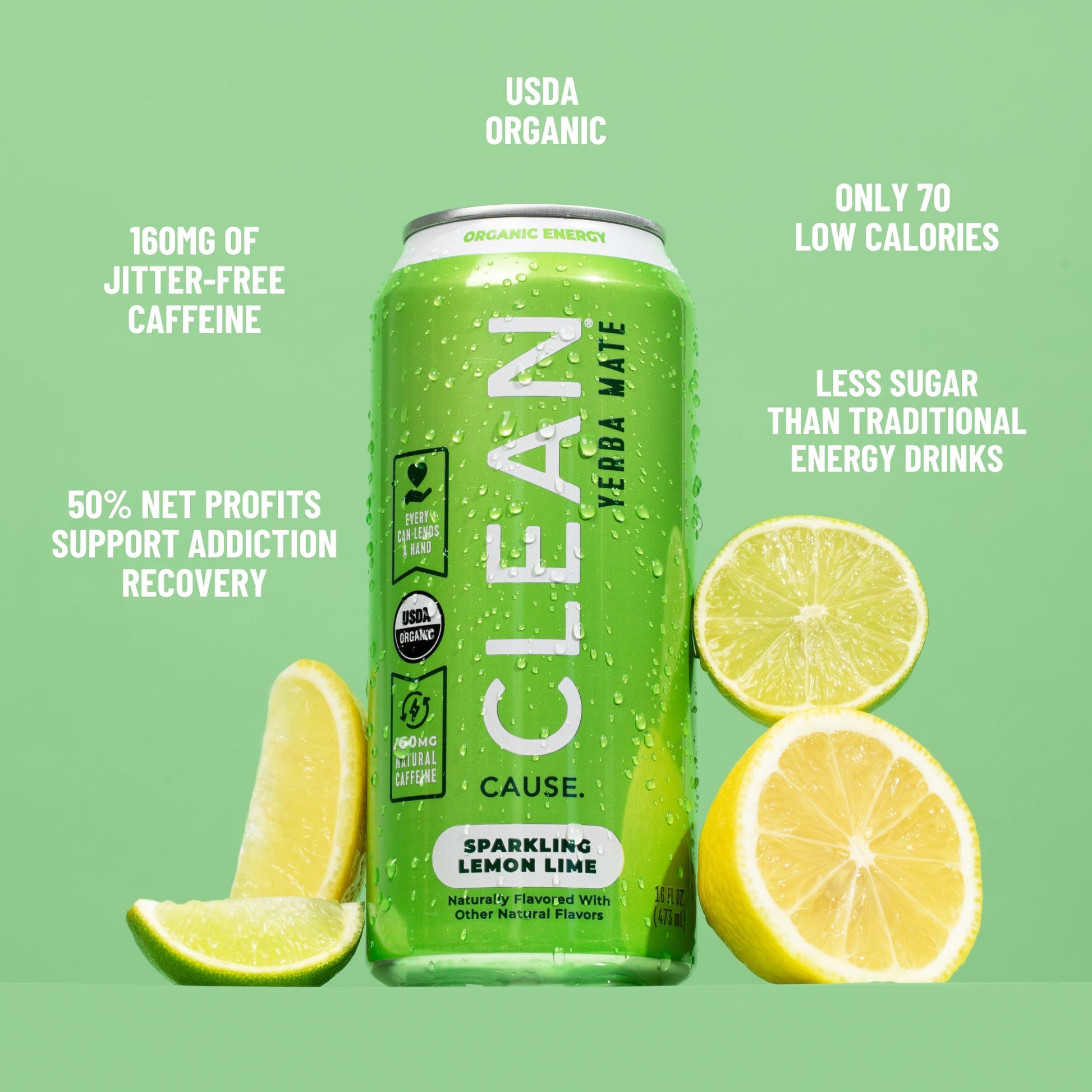 Lemon Lime Organic Sparkling Yerba Mate - CLEAN Cause