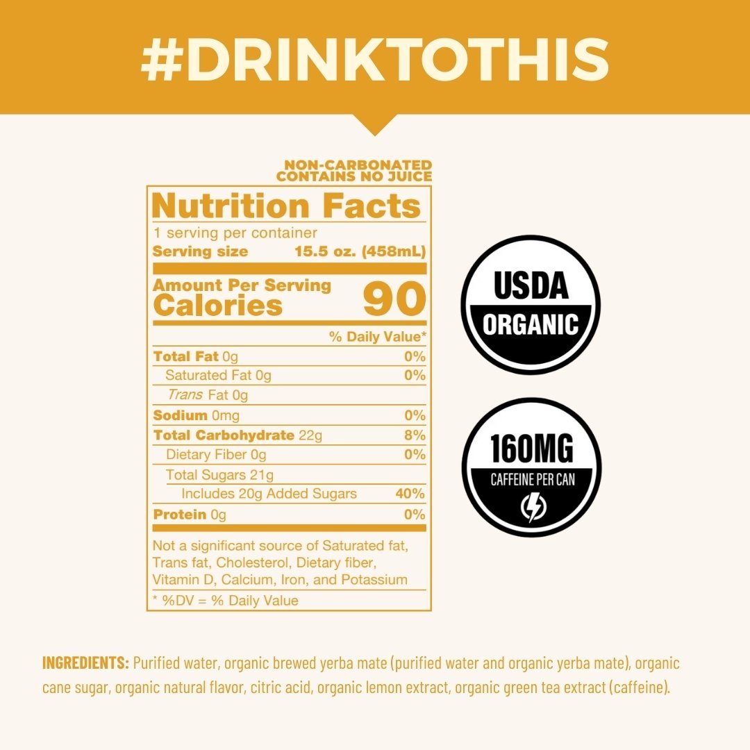 Lemonade & Tea Non - Carbonated Organic Yerba Mate - CLEAN Cause