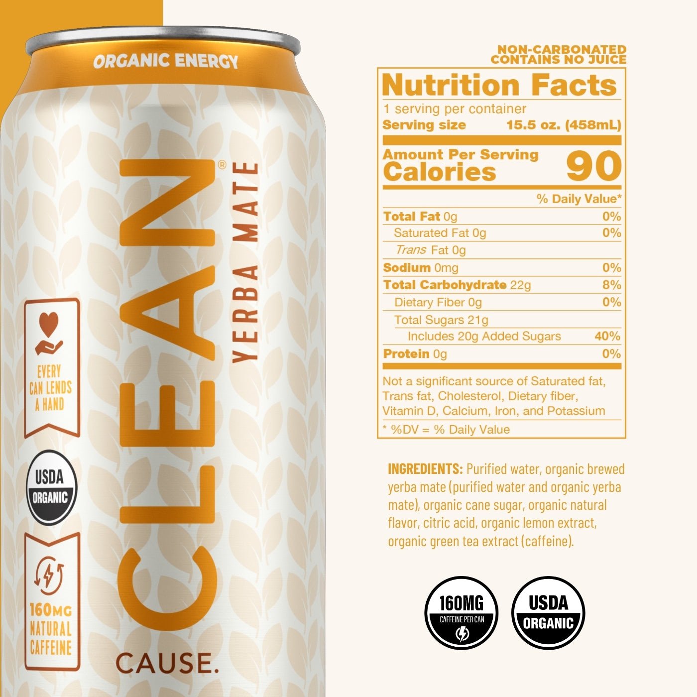 Lemonade & Tea Non - Carbonated Organic Yerba Mate - CLEAN Cause