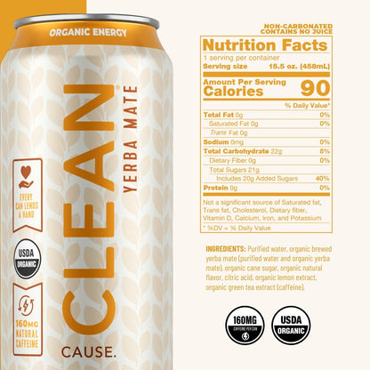 Lemonade & Tea Non - Carbonated Organic Yerba Mate - CLEAN Cause