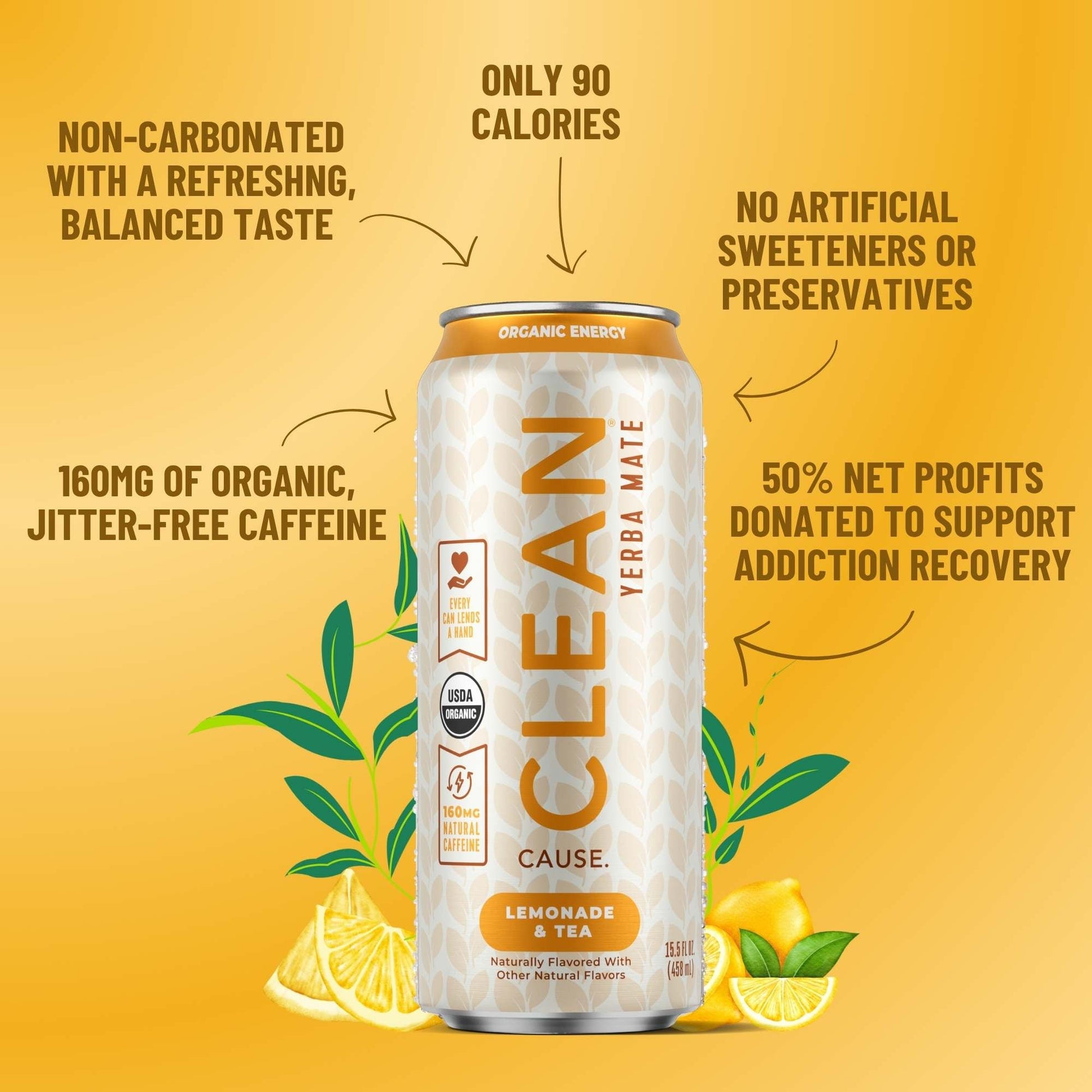 Lemonade & Tea Non - Carbonated Organic Yerba Mate - CLEAN Cause