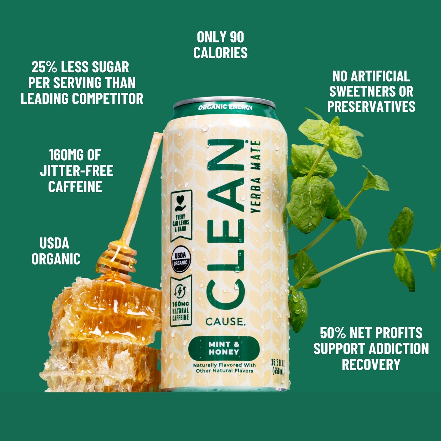 Mint & Honey Non - Carbonated Organic Yerba Mate - CLEAN Cause