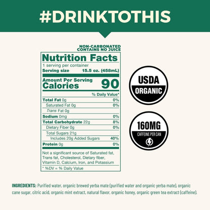 Mint & Honey Non - Carbonated Organic Yerba Mate - CLEAN Cause