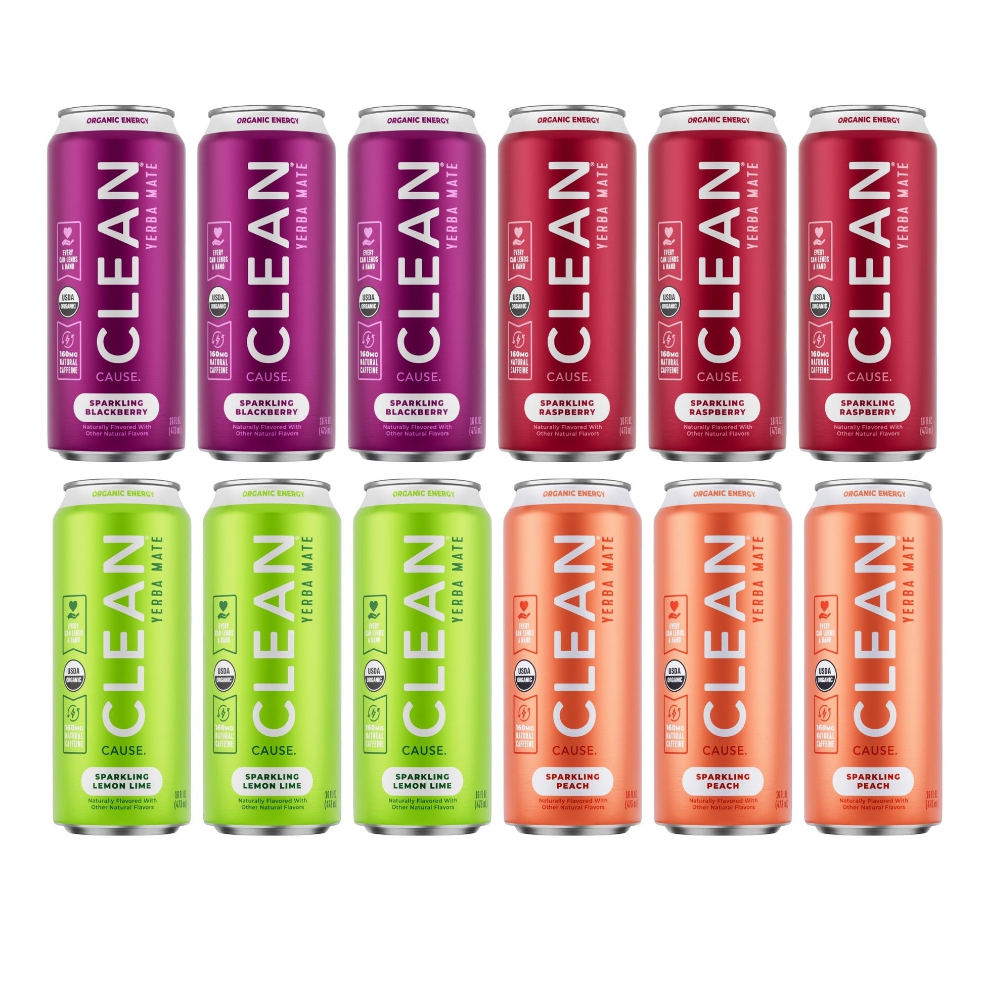 New Low Calorie Organic Sparkling Yerba Mate Variety Pack - CLEAN Cause