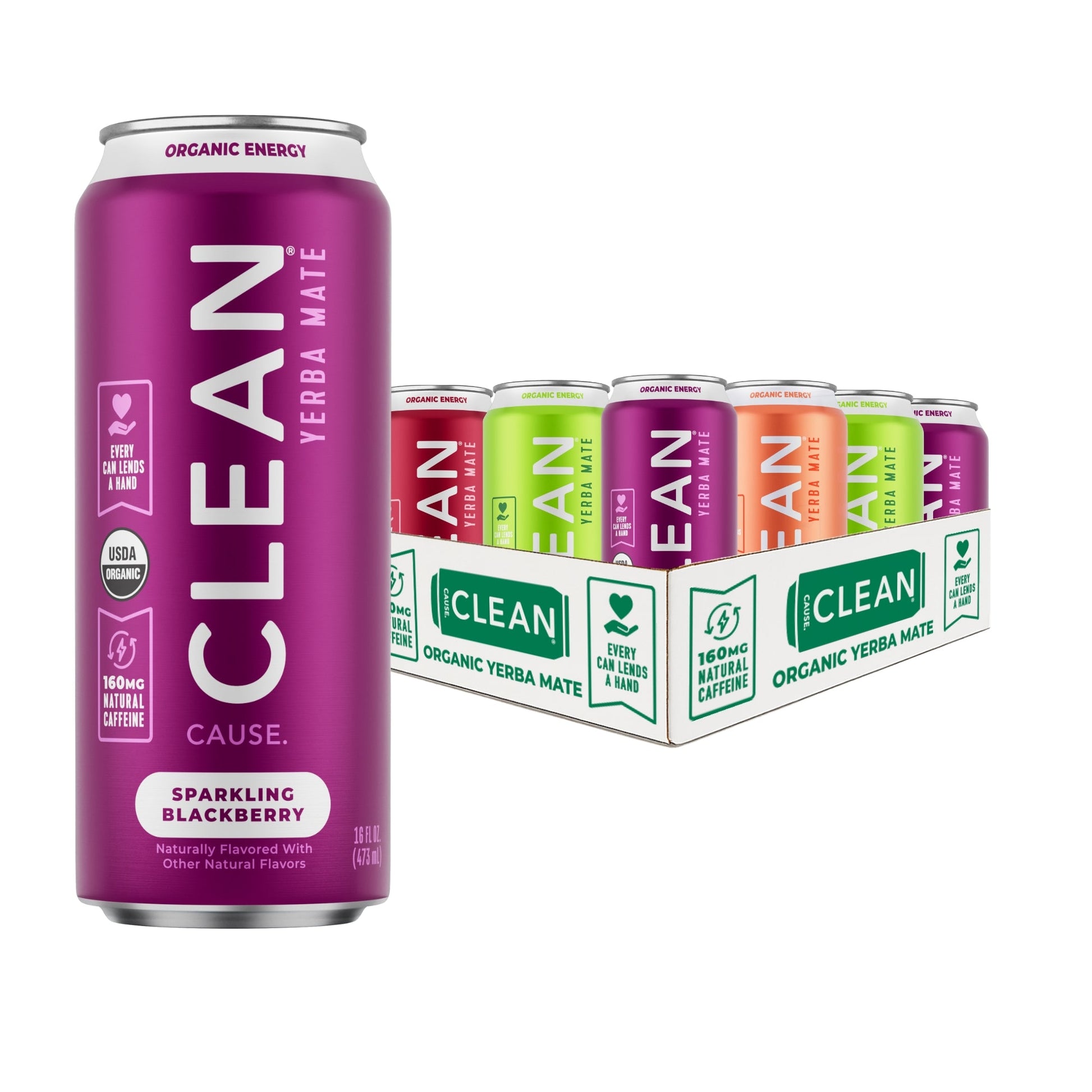New Low Calorie Organic Sparkling Yerba Mate Variety Pack - CLEAN Cause