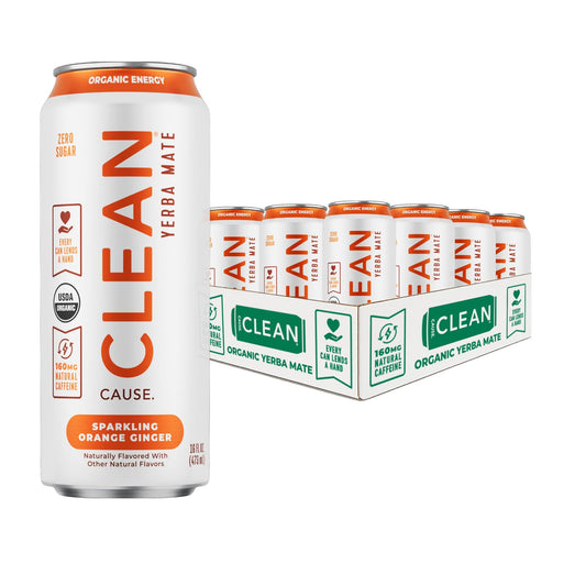 Orange Ginger Zero Calorie Organic Sparkling Yerba Mate - CLEAN CAUSE