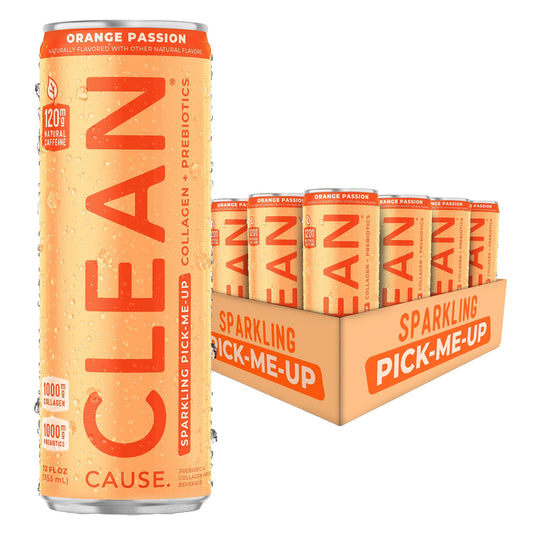 Orange Passion Sparkling Pick - Me - Up with Prebiotics & Collagen - CLEAN CAUSE