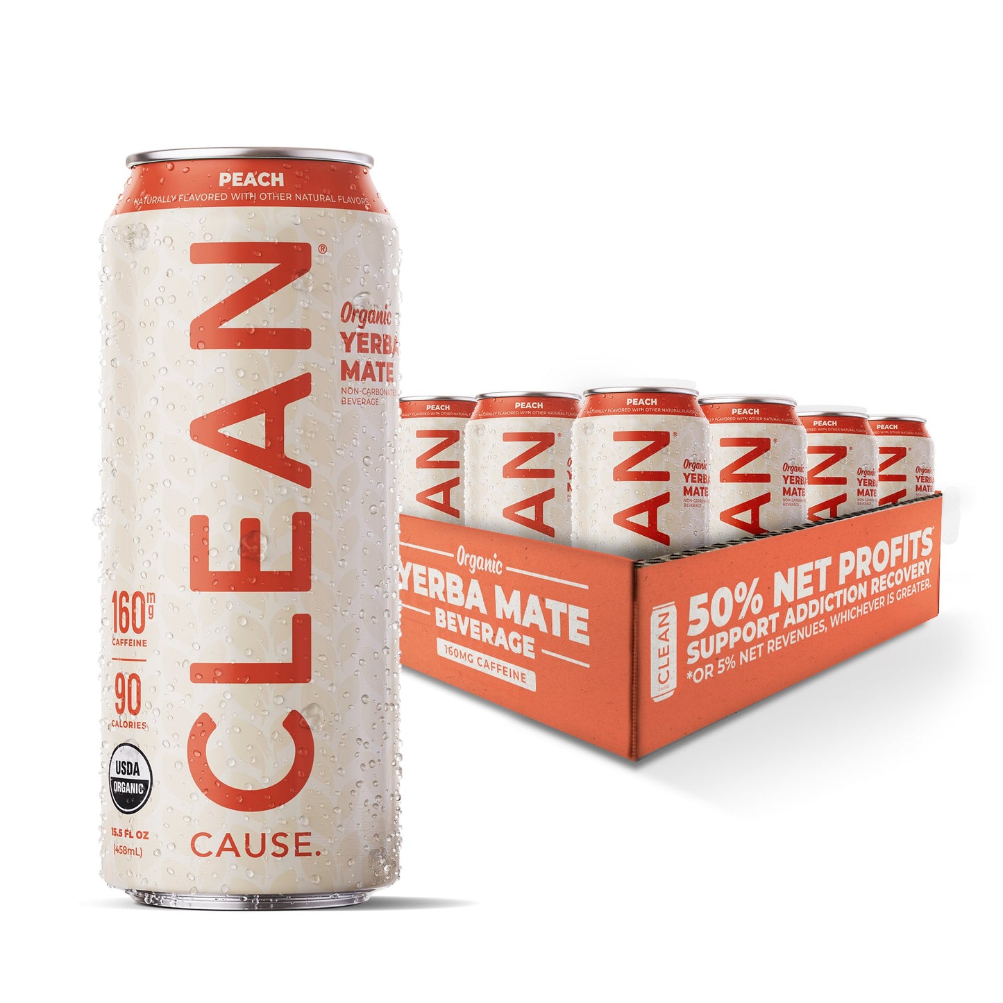 Peach Non - Carbonated Organic Yerba Mate - CLEAN CAUSE