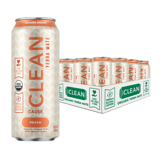 Peach Non - Carbonated Organic Yerba Mate - CLEAN CAUSE