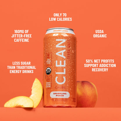 Peach Organic Sparkling Yerba Mate - CLEAN Cause