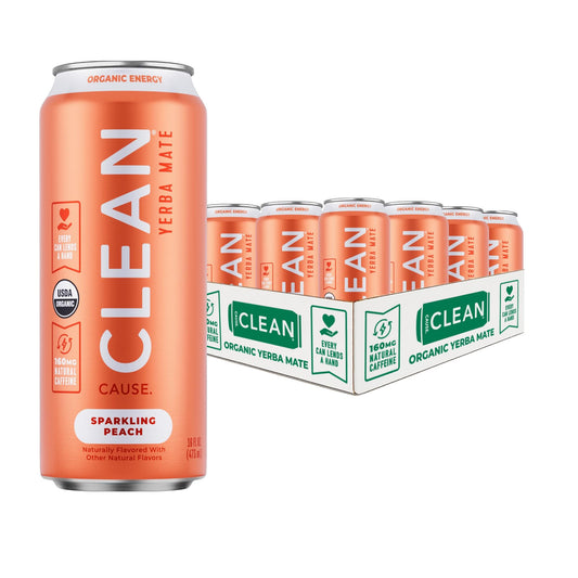 Peach Organic Sparkling Yerba Mate - CLEAN CAUSE