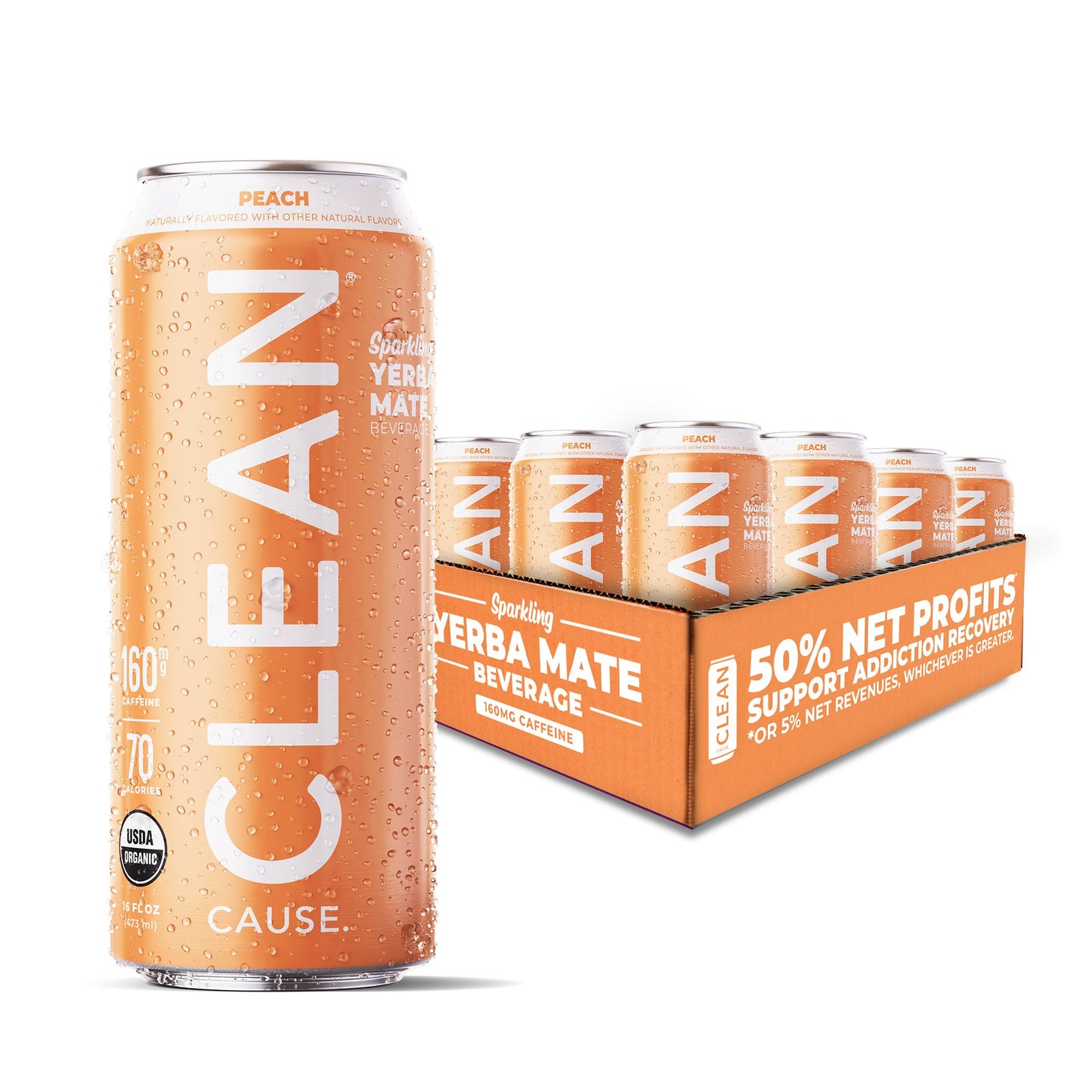 Peach Organic Sparkling Yerba Mate - CLEAN CAUSE