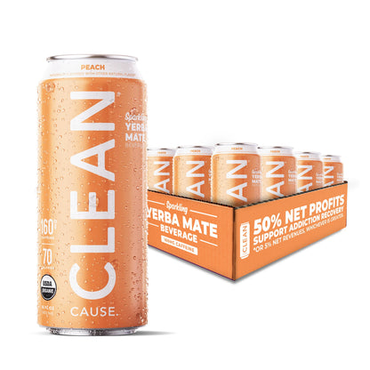 Peach Organic Sparkling Yerba Mate - CLEAN CAUSE