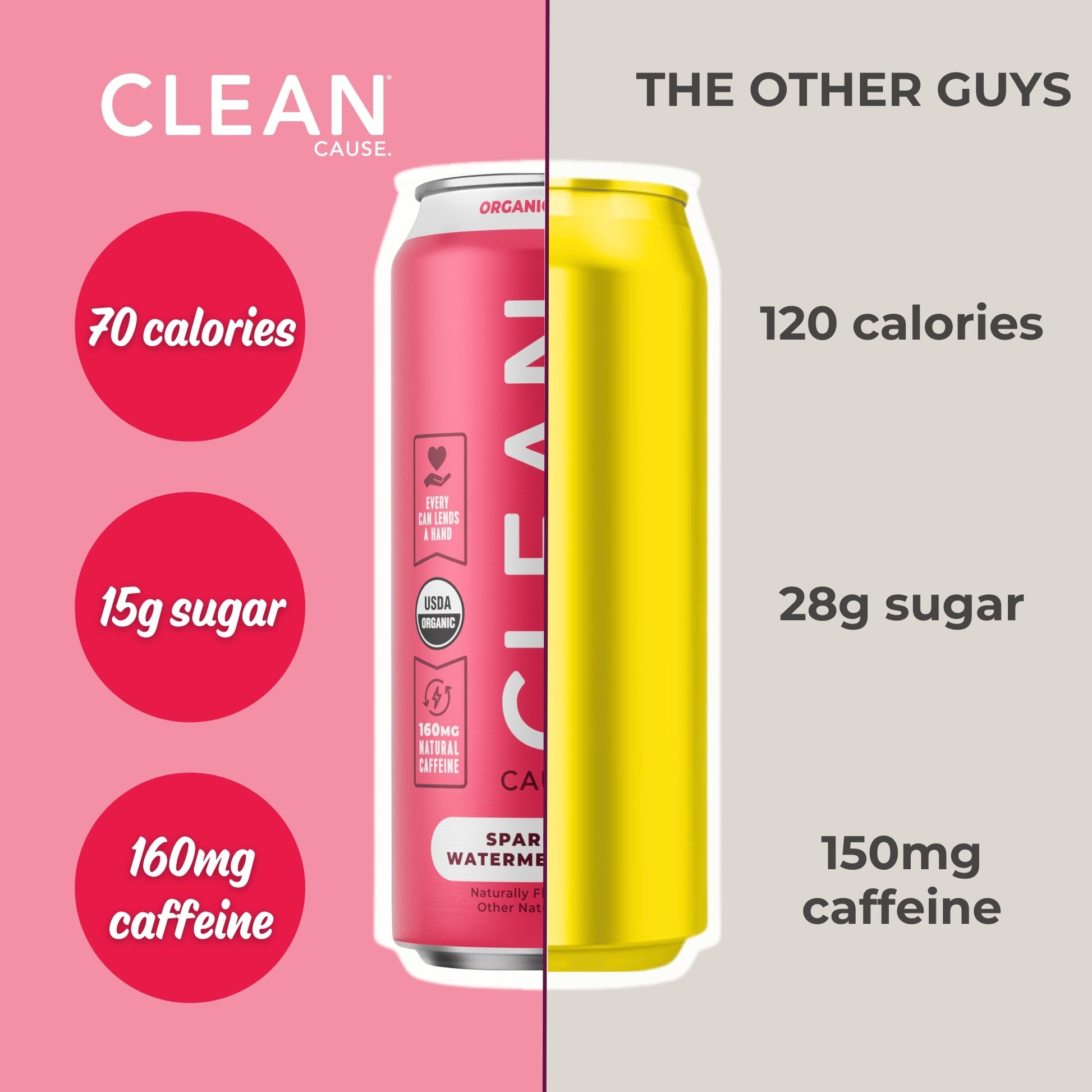 Watermelon Mint Organic Sparkling Yerba Mate - CLEAN Cause