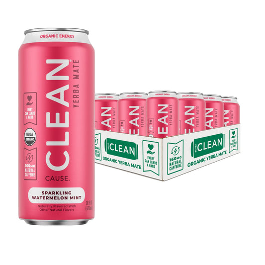 Watermelon Mint Organic Sparkling Yerba Mate - CLEAN CAUSE
