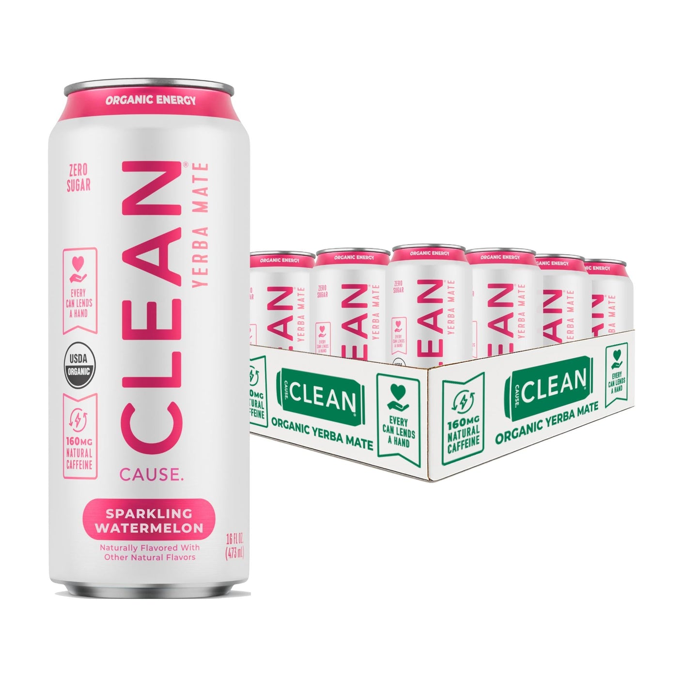 Watermelon Zero Calorie Organic Sparkling Yerba Mate - CLEAN CAUSE