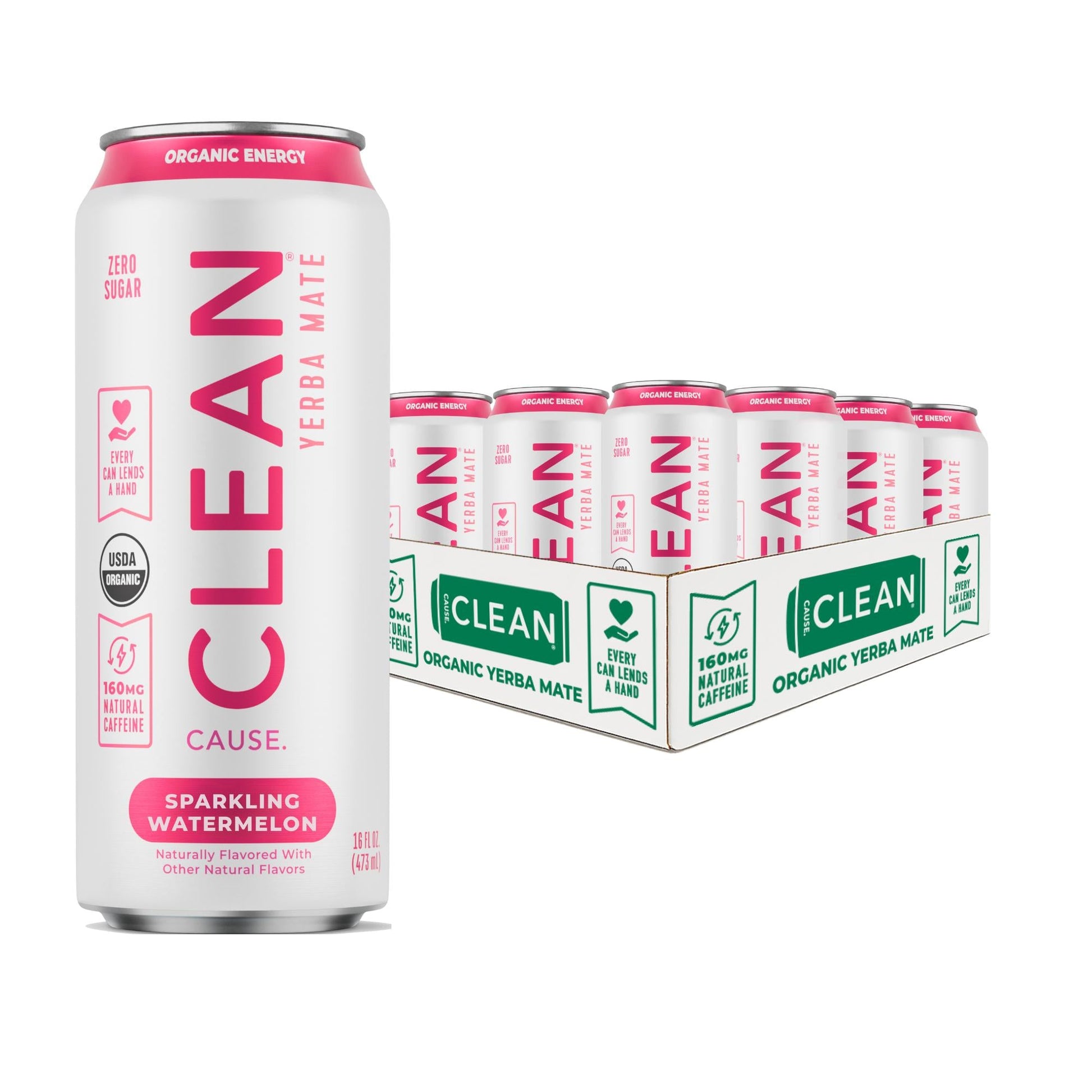 Watermelon Zero Calorie Organic Sparkling Yerba Mate - CLEAN CAUSE