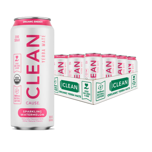 Watermelon Zero Calorie Organic Sparkling Yerba Mate - CLEAN CAUSE